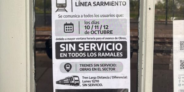 El servicio del FFCC Sarmiento se reanuda este martes